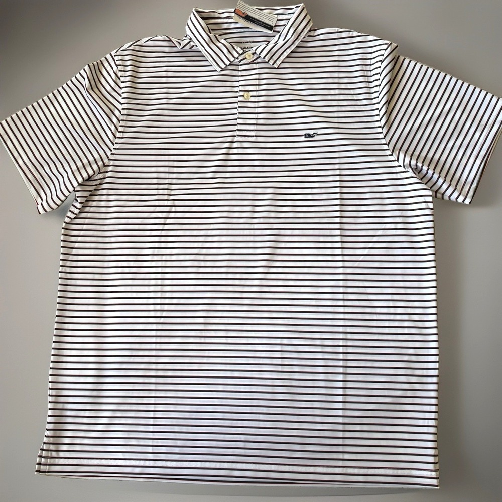 Vineyard Vines Men's Fore Performance Golf Polo Shirt Striped Short Sleeve XL